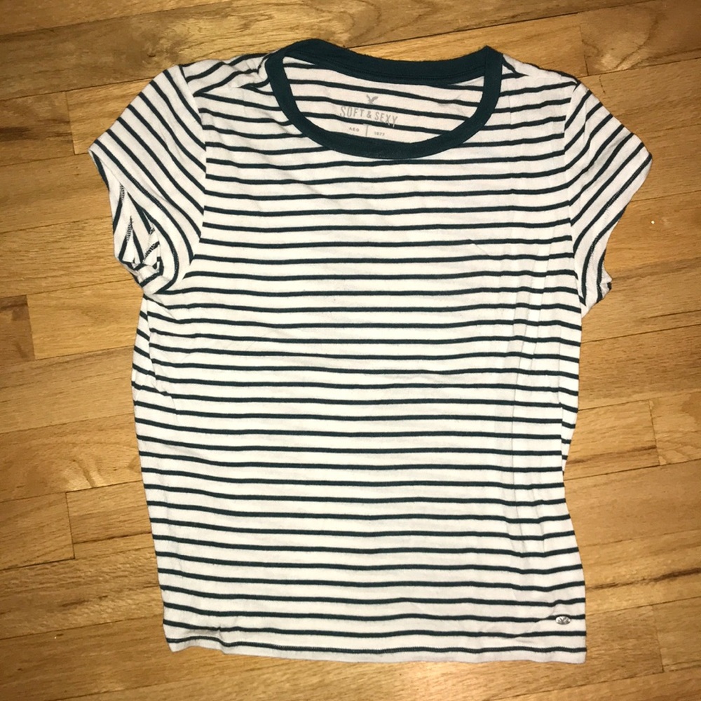 Green and white striped T-shirt